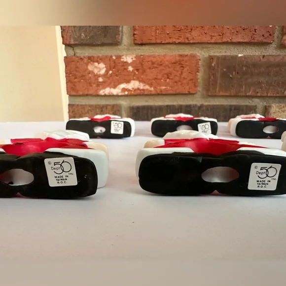 Collection of Dept 56 Ceramic Christmas Santa Napkin Ring Holder Lot Of 10 3.5” - Picture 5 of 5